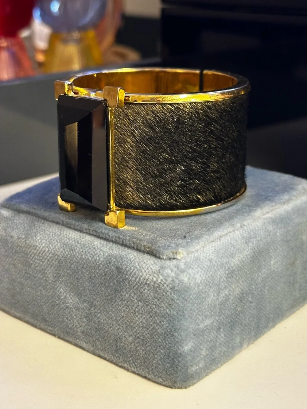 KARA by Kara Ross Gold-Tone & Black Pony Hair Cuff Bracelet